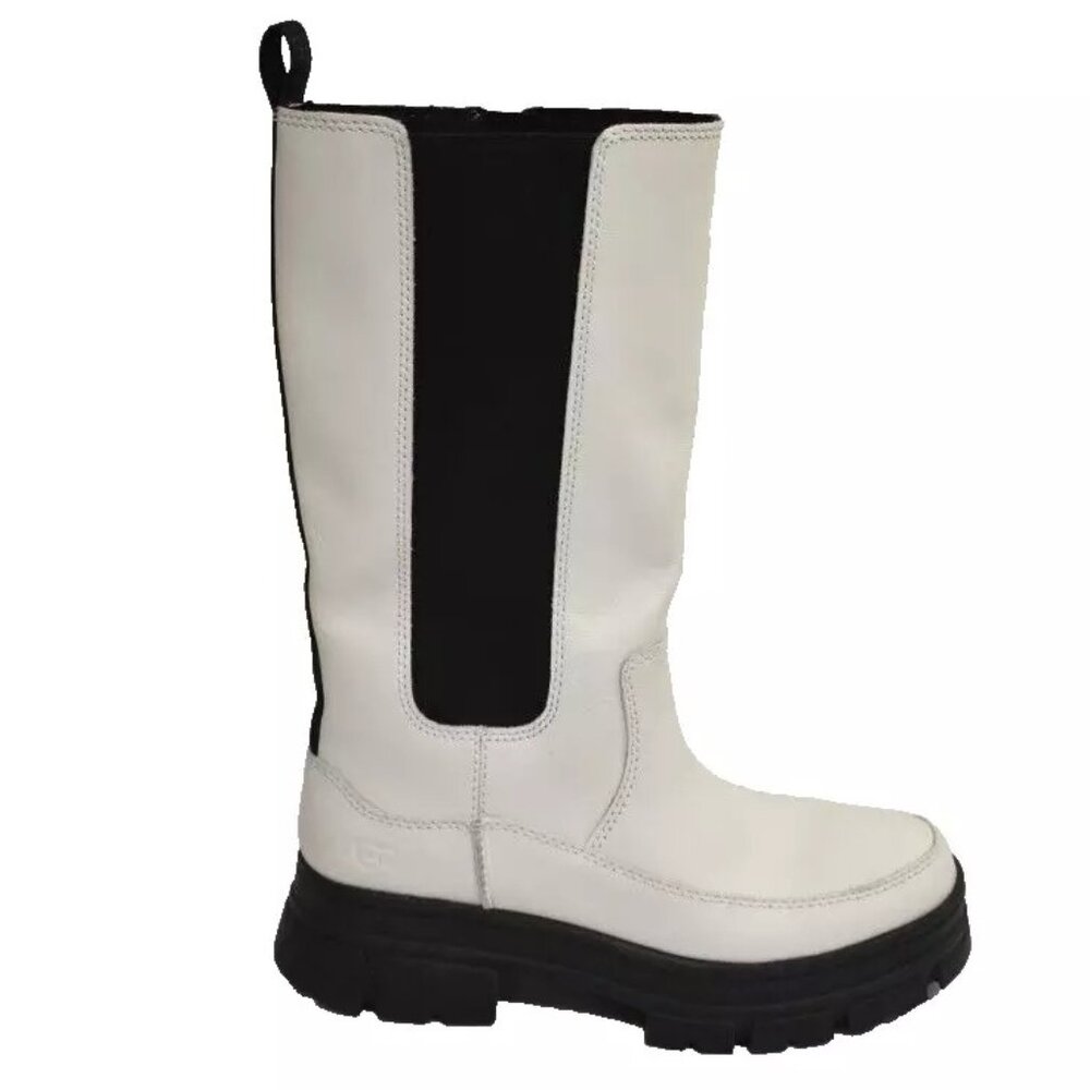 New! Ugg Ashton Tall Chelsea White Leather Size 8 1134937 DD437